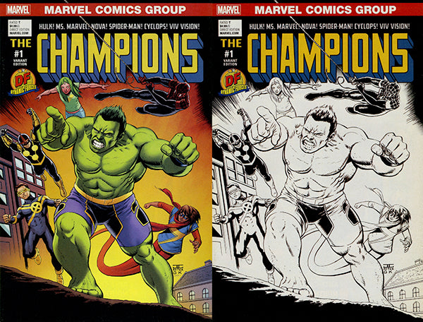 DF CHAMPIONS #1 DYNAMIC FORCES EXCLUSIVE JOHN CASSADAY CGC GRADED PLUS UNGRADED COPY B&W (Limit 1 Per Customer) (rel:11/26)