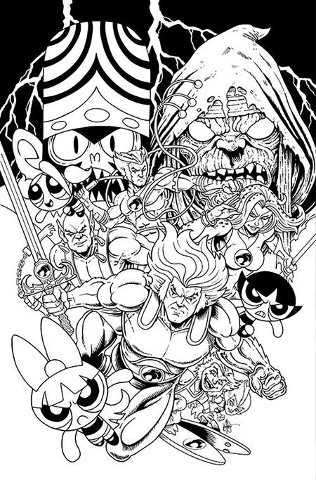 THUNDERCATS POWERPUFF GIRLS #1 CVR Q INC 1:10 KEN HAESER LINE ART VIRGIN FOC BONUS VAR (rel:07/23)