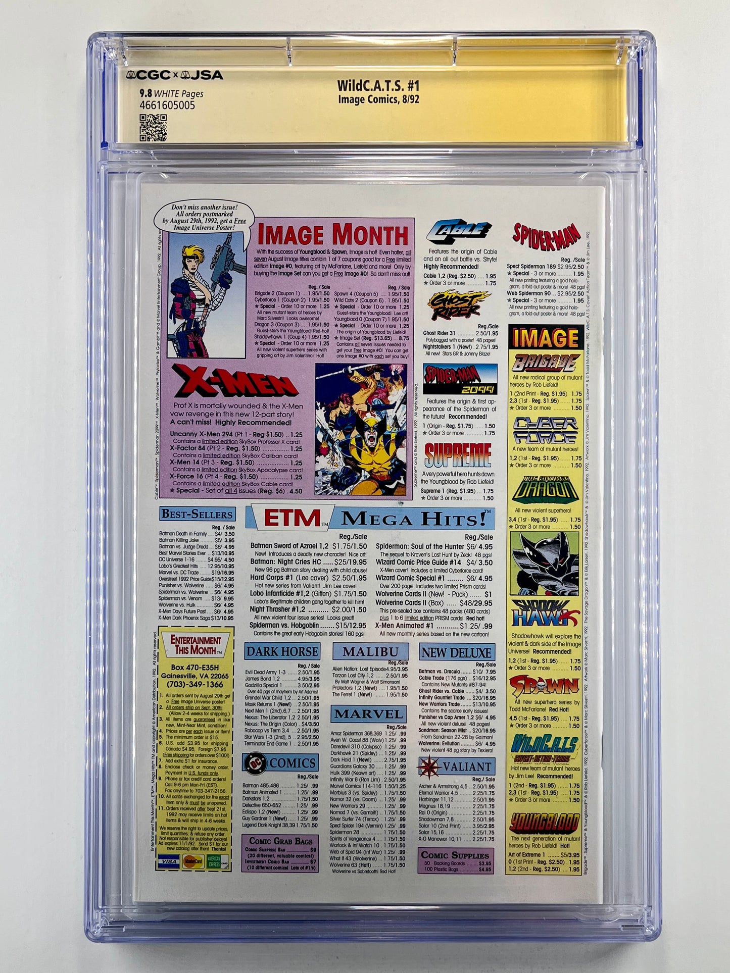 WildC.A.T.s: Covert Action Teams #1 CGC 9.8 (Aug 1992) (Signed by Jim Lee)