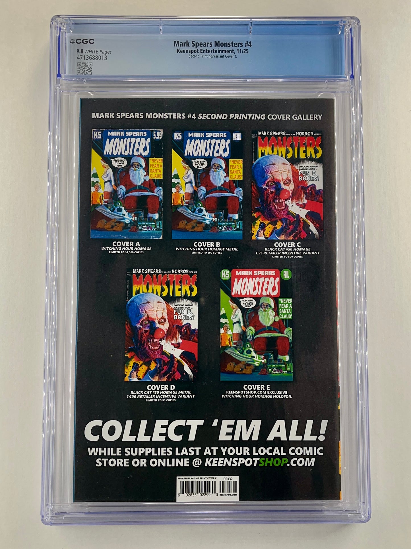 Mark Spears Monsters #4 2nd Printing 1:25 Mark Spears Black Cat #50 Homage Clown Variant CGC 9.8 (Nov 2025)