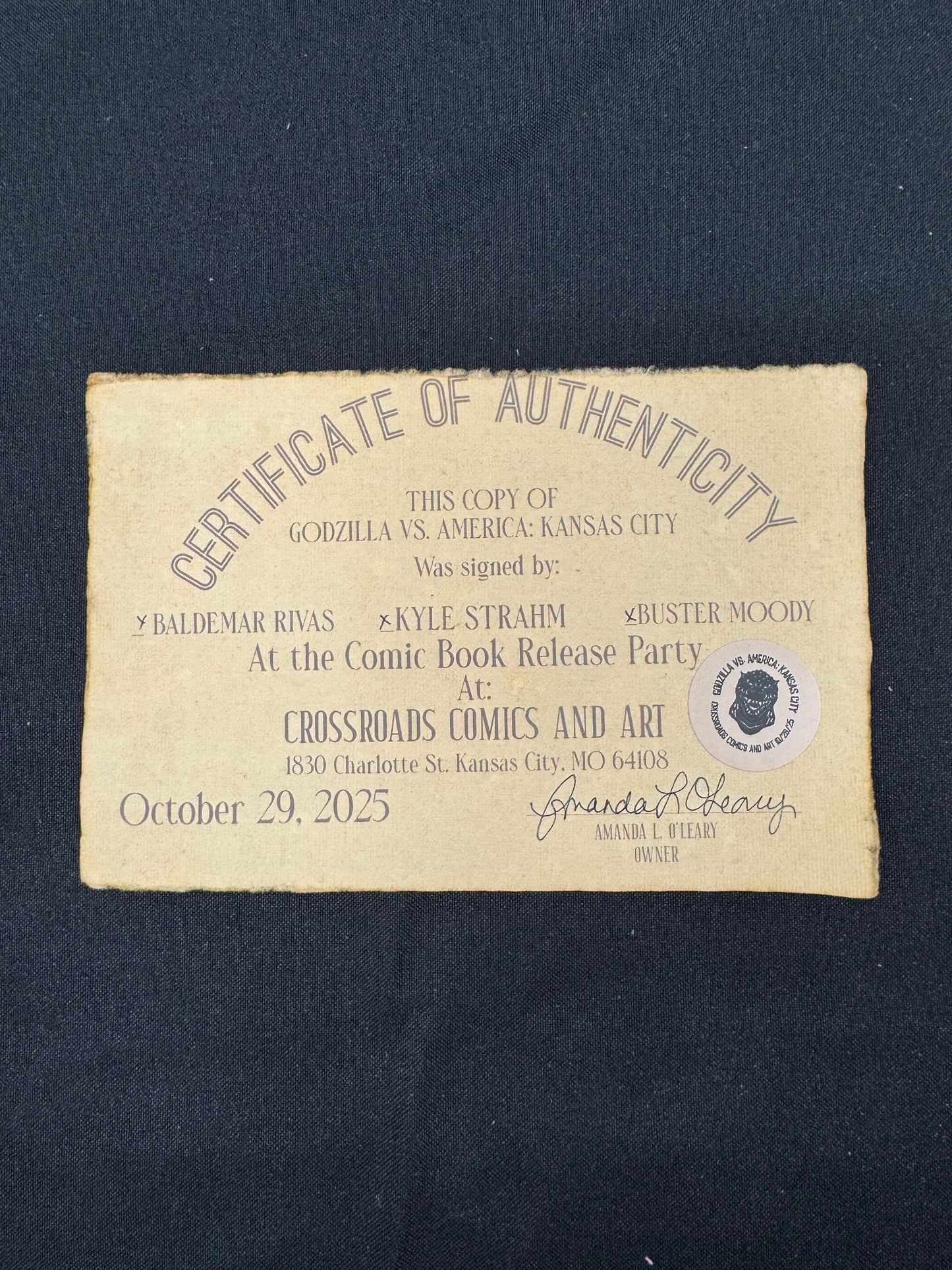 Godzilla Vs. America: Kansas City 3XSIGNED MOODY RIVAS STRAHM W/COA (Limit 1 EACH Per Cover)