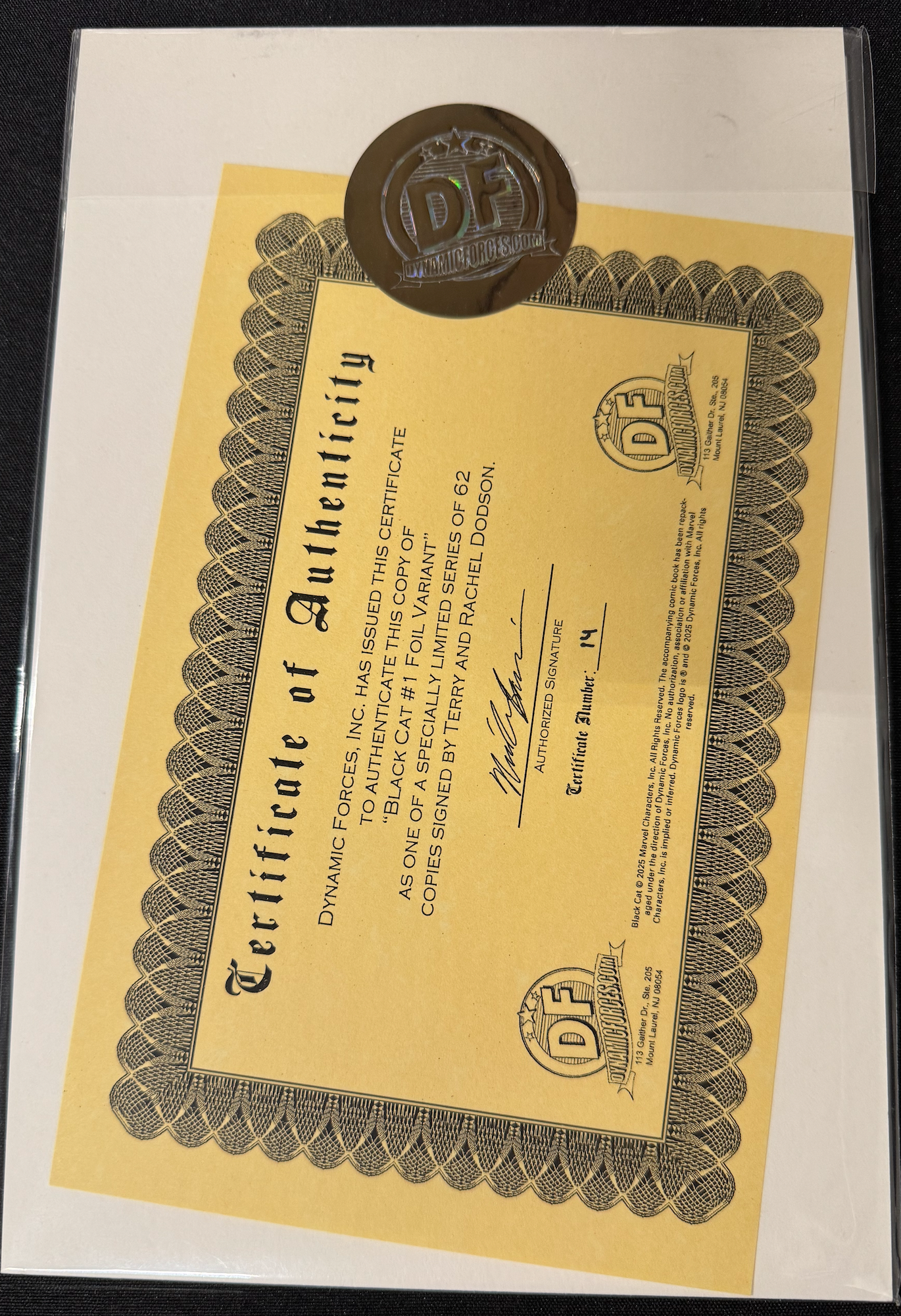 DF BLACK CAT #1 FOIL VARIANT SIGNED BY TERRY AND RACHEL DODSON (Limit 1 Per Customer) (rel:11/26)