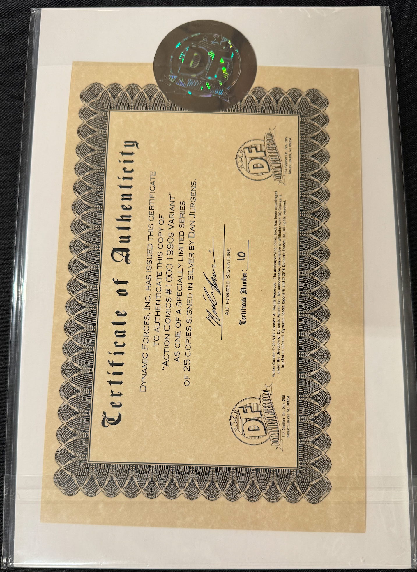DYNAMIC FORCES ACTION COMICS 1000 SIGNED BY DAN JURGENS IN SILVER 10/25 (Limit 1 Per Customer) (rel:11/26)