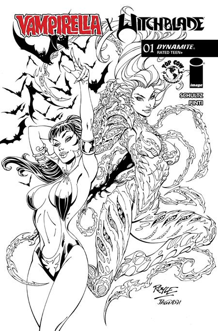 VAMPIRELLA X WITCHBLADE SPECIAL #1 (ONE SHOT) (Limit 1 Per Customer) CVR Q INC 1:7 JOHN ROYLE LINE ART TRADE DRESS VAR (rel:09/30)