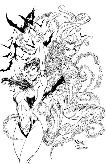 VAMPIRELLA X WITCHBLADE SPECIAL #1 (ONE SHOT) (Limit 1 Per Customer) CVR R INC 1:10 JOHN ROYLE LINE ART VIRGIN VAR (rel:09/30)
