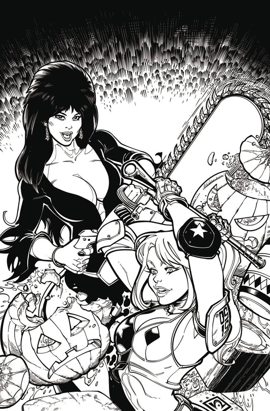 HARLEY QUINN X ELVIRA #1 CVR Q INC 1:15 CHAD HARDIN LINE ART VIRGIN VAR (rel:10/01)