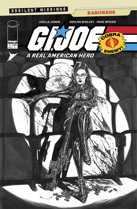 GI JOE A REAL AMERICAN HERO SSSILENT MISSIONS BARONESS #1 (ONE SHOT) CVR C INC 1:10 JOELLE JONES B&W VAR (Limit 1 Per Customer) (rel:04/01)