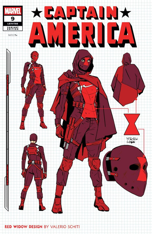CAPTAIN AMERICA #9 VALERIO SCHITI DESIGN VARIANT[1:10] (Limit 1 Per Customer) (rel:04/22)