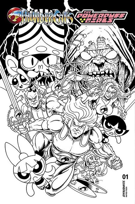 THUNDERCATS POWERPUFF GIRLS #1 CVR O INC 1:5 KEN HAESER LINE ART FOC BONUS VAR (rel:07/23)