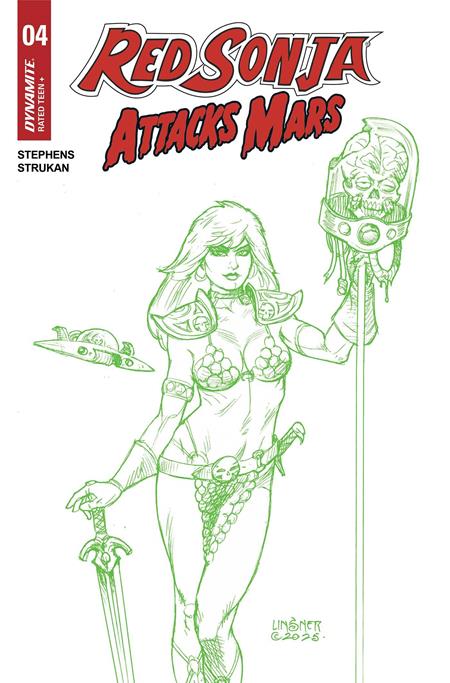 RED SONJA ATTACKS MARS #4 (OF 4) CVR K INC 1:7 JOSEPH MICHEAL LINSNER MARTIAN GREEN LINE ART VAR (rel:07/23)