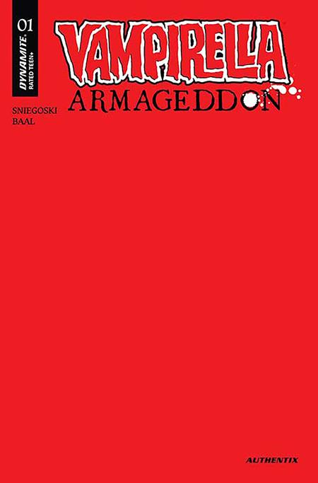 VAMPIRELLA ARMAGEDDON #1 CVR U FOC BONUS RED BLANK AUTHENTIX VAR (Limit 2 Per Cover) (rel:07/23)