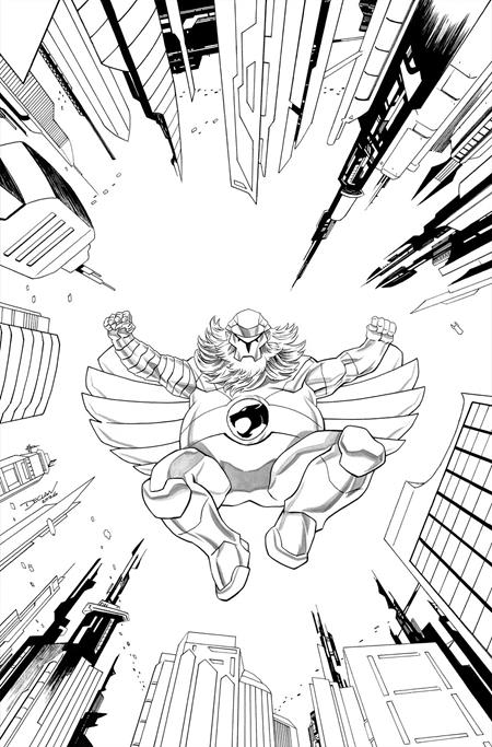 THUNDERCATS X SILVERHAWKS THUNDERHAWKS #4 CVR L INC 1:7 DECLAN SHALVEY LINE ART VIRGIN VAR (Limit 1 Per Customer) (rel:07/22)
