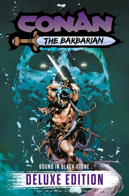 CONAN THE BARBARIAN BOUND IN BLACK STONE DELUXE EDITION HC VOL 01 DIRECT MARKET EDITION ROBERTO DE LA TORRE SKULL CVR (MR) (Limit 2 Per Cover) (rel:10/22)
