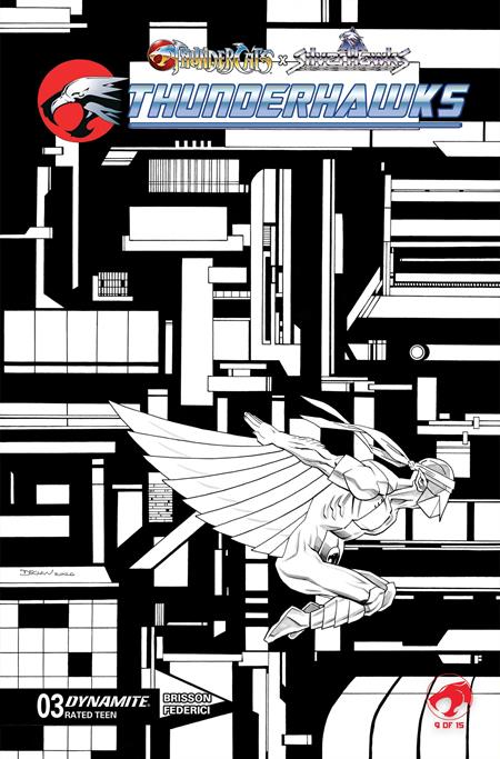 THUNDERCATS X SILVERHAWKS THUNDERHAWKS #3 CVR K DECLAN SHALVEY LINE ART VAR (Limit 1 Per Cover) (rel:06/24)
