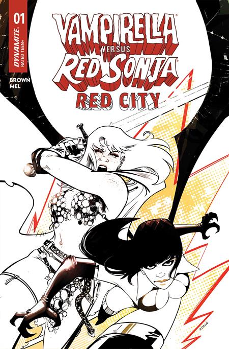 VAMPIRELLA VS RED SONJA RED CITY #1 (Limit 1 Per Customer) CVR L INC 1:5 SEBASTIAN PIRIZ LINE ART VAR (rel:08/05)