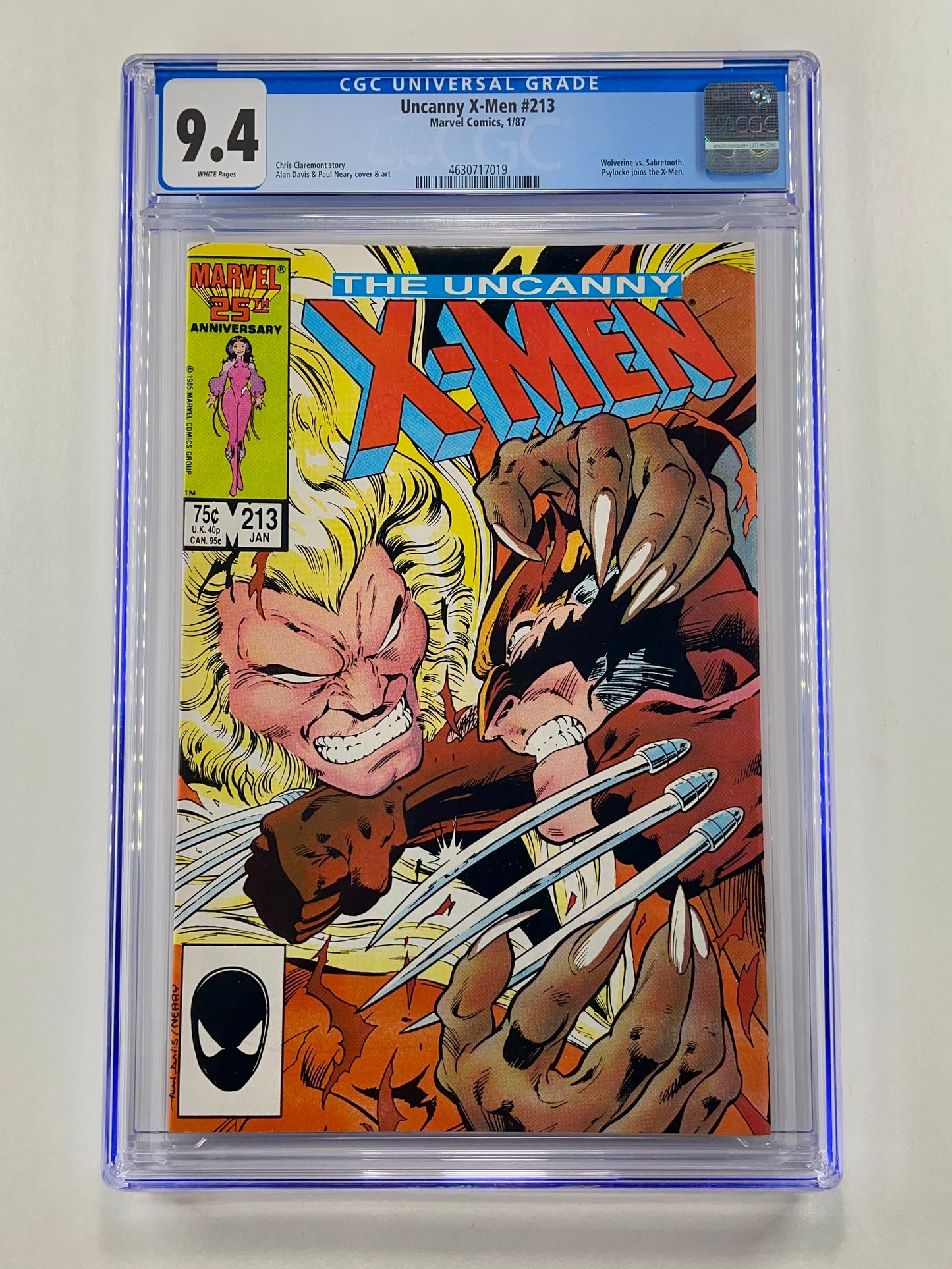 Uncanny X-Men #213 CGC 9.4 (Jan 1987)