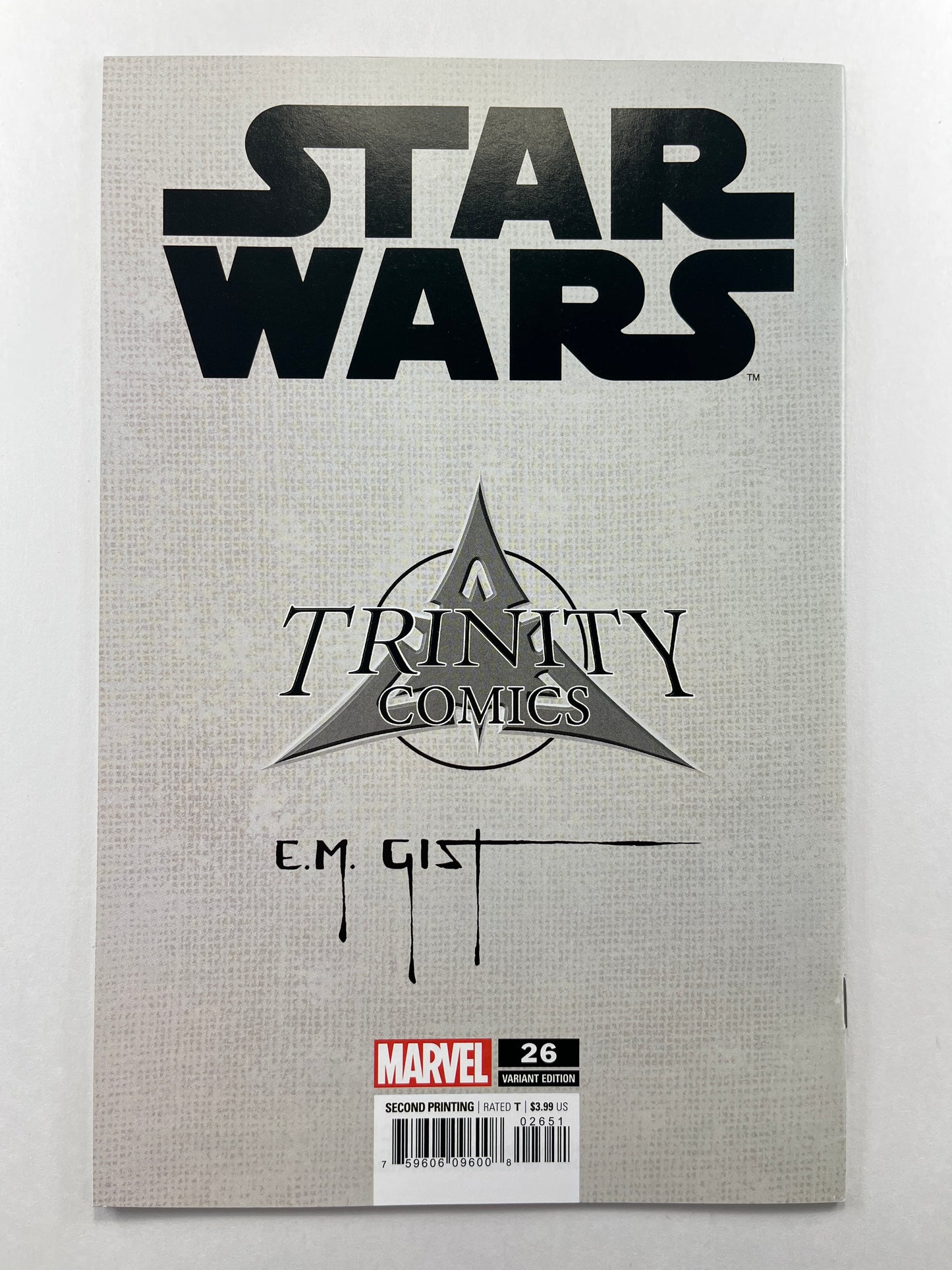 Star Wars #26 2nd Printing Trinity Comics Erik M. Gist Black & White Virgin Variant (Oct 2022)