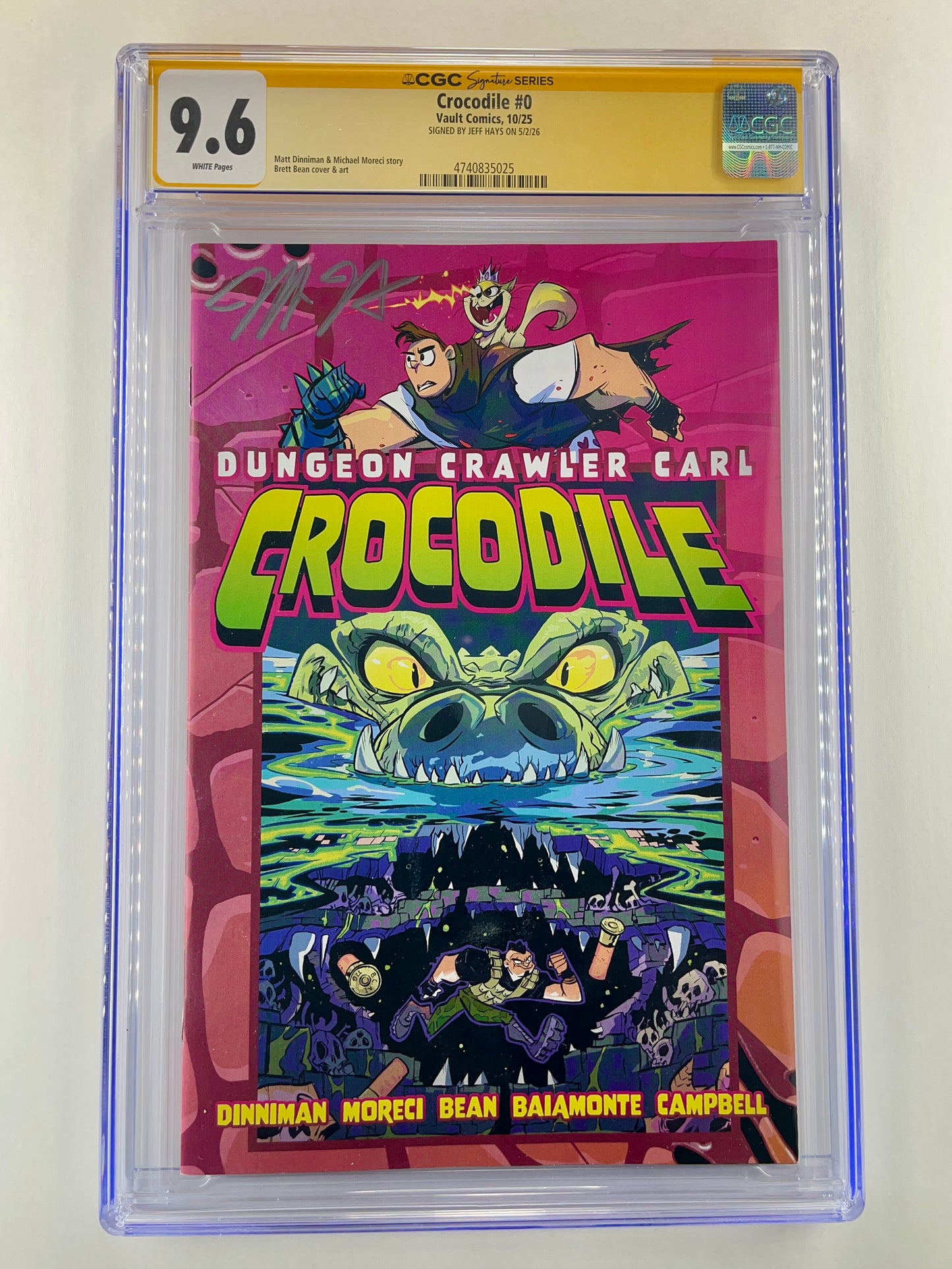 Dungeon Crawler Carl: Crocodile #0 CGC 9.6 (Oct 2025) 1of1(Signed by Jeff Hays) (1st Appearance of Dungeon Crawler Carl in Comics)