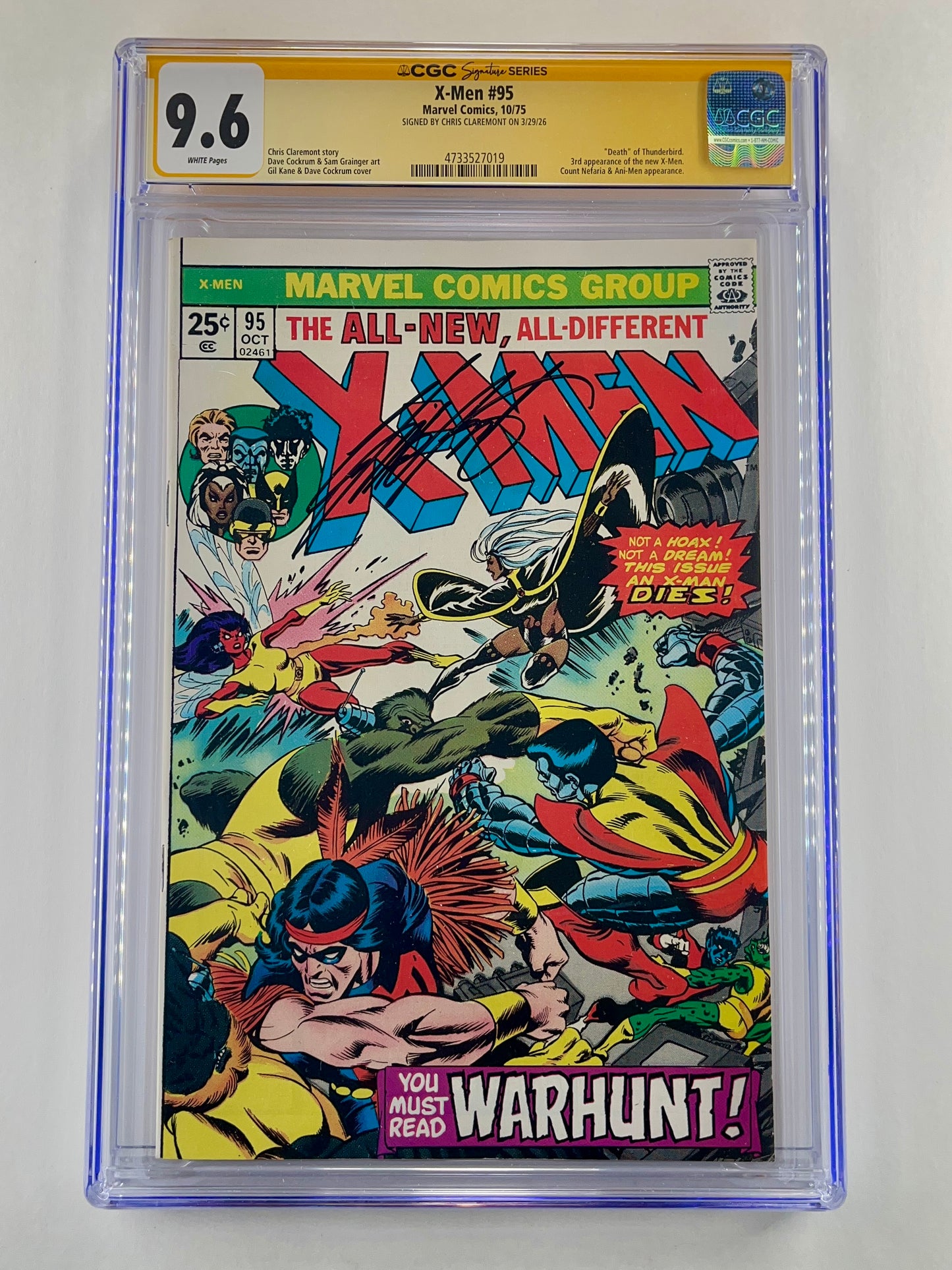 The X-Men #95 CGC 9.6 (Oct 1975) (Signed by Chris Claremont)