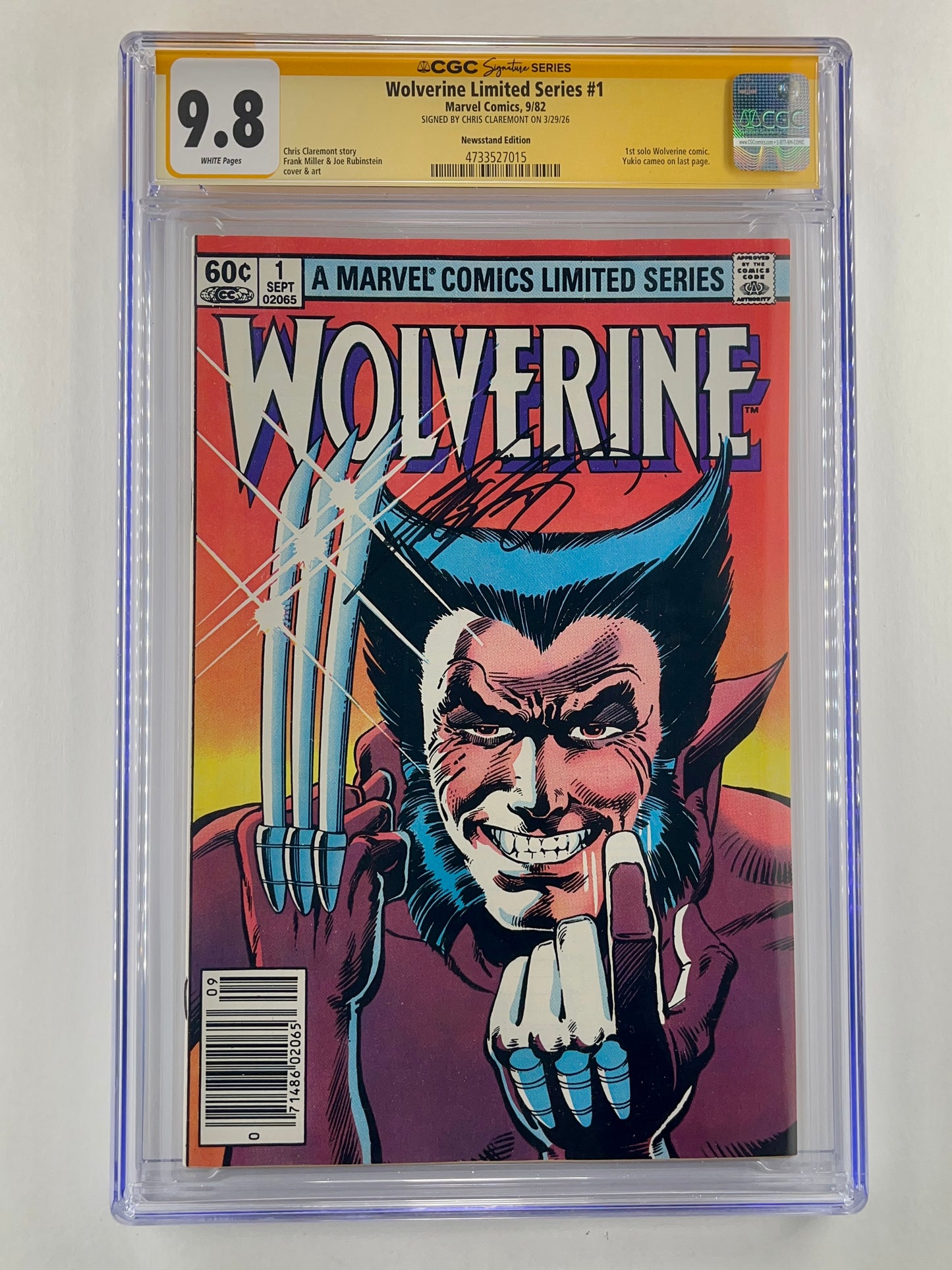 Wolverine #1 CGC 9.8 (Sep 1982) (Signed by Chris Claremont)