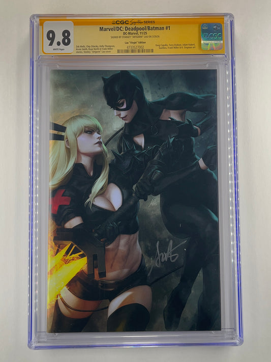 Marvel/DC: Deadpool/Batman #1 1:100 Stanley 'Artgerm' Lau Virgin Variant CGC 9.8 (Nov 2025) (Signed by Stanley "Artgerm" Lau)