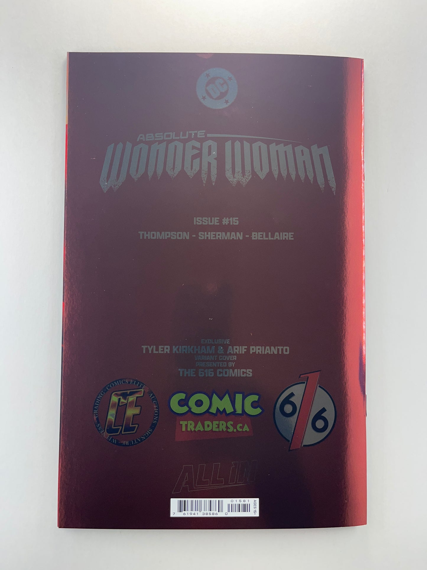 Absolute Wonder Woman #15 Comics Elite/Comic Traders/616 Comics Tyler Kirkham Foil Virgin Variant (Feb 2026) (Signed by Tyler Kirkham with COA)