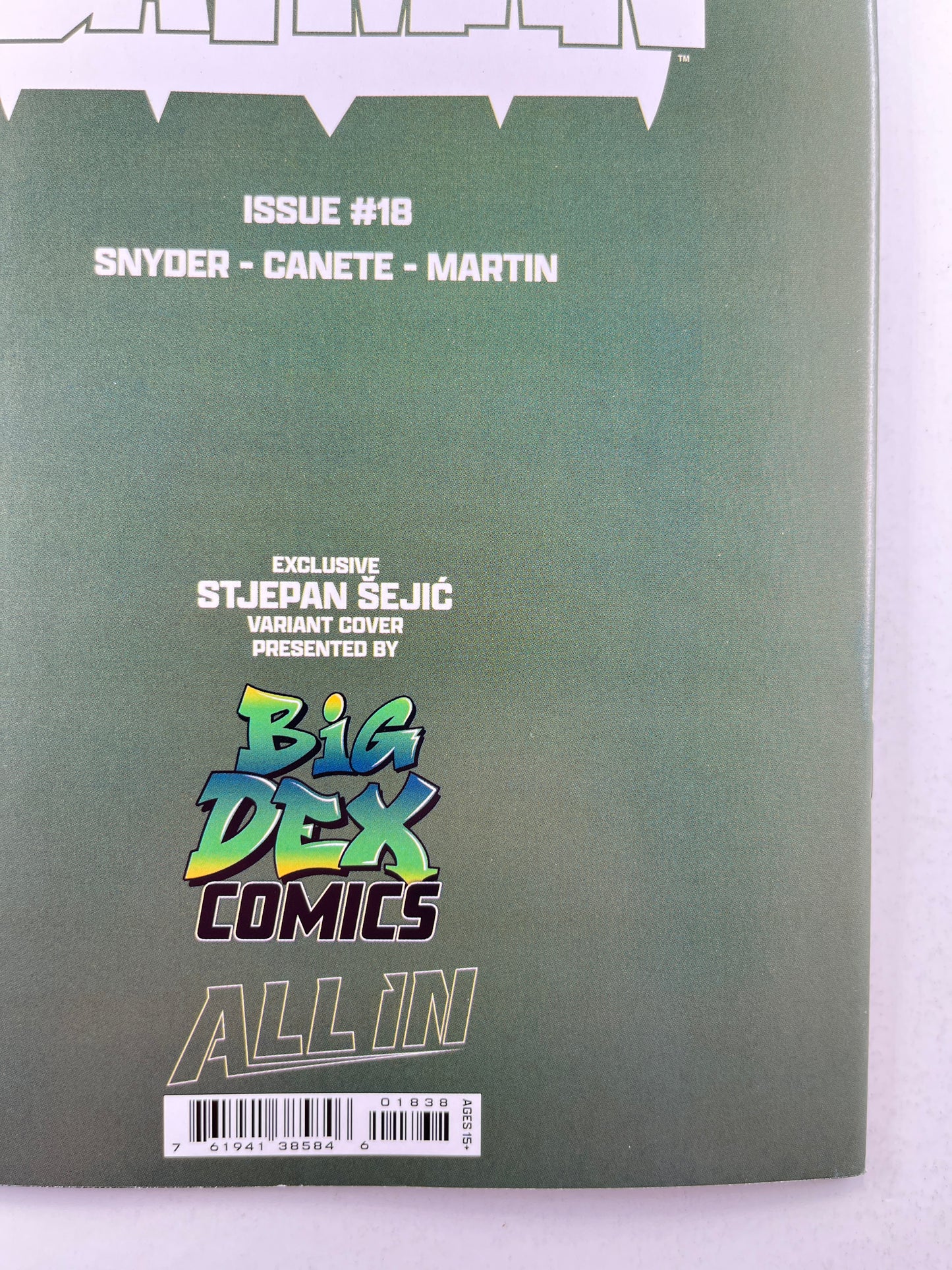 Absolute Batman #18 Big Dex Comics Stjepan Šejić Variant