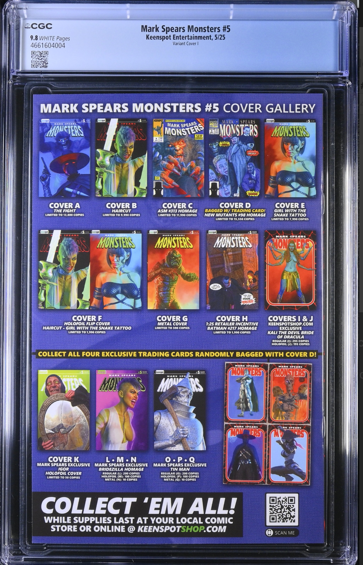 MARK SPEARS MONSTERS #5 CVR I KEENSPOT EXCLUSIVE LIMITED 295  CGC 9.8