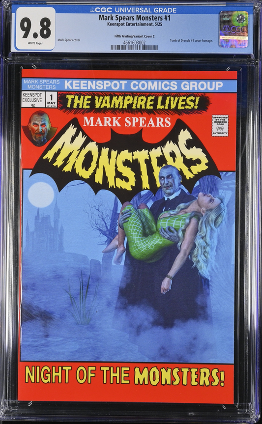 MARK SPEARS MONSTERS #1 5TH PRINT CVR C TOMB OF DRACULA #1 HOMAGE  CGC 9.8
