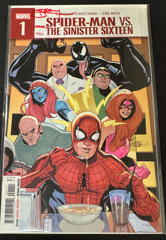 DF SPIDER-MAN VS THE SINISTER SIXTEEN #1 SIGNED BY TERRY AND RACHEL DODSON (Limit 1 Per Customer) (rel:11/26)