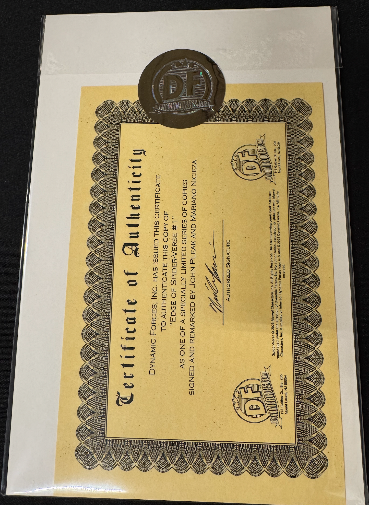 EDGE OF THE SPIDER-VERSE COMMISSIONED COVER ART SIGNED AND REMARKED BY TONY SCOTT AND MARIANO NICIEZA WITH BLACK CAT SKETCH (Limit 1 Per Customer) (rel:11/26)