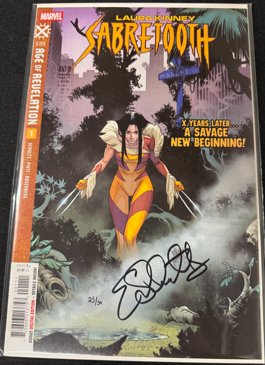 DF LAURA KINNEY SABRETOOTH #1 SIGNED BY ERICA SCHULTZ (Limit 1 Per Customer) (rel:11/26)
