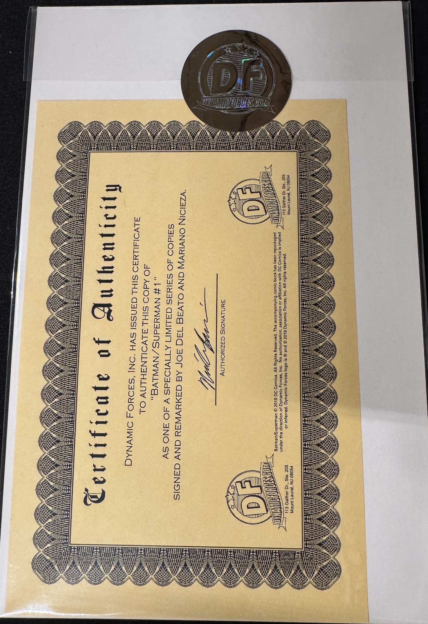 DF BATM/SUPERMAN #1 BLANK COVER ART SIGNED AND REMARKED BY JOE DELBEATO AND MARIANO NICIEZA WITH BATMAN/SUPERMAN SKETCH (Limit 1 Per Customer) (rel:11/26)