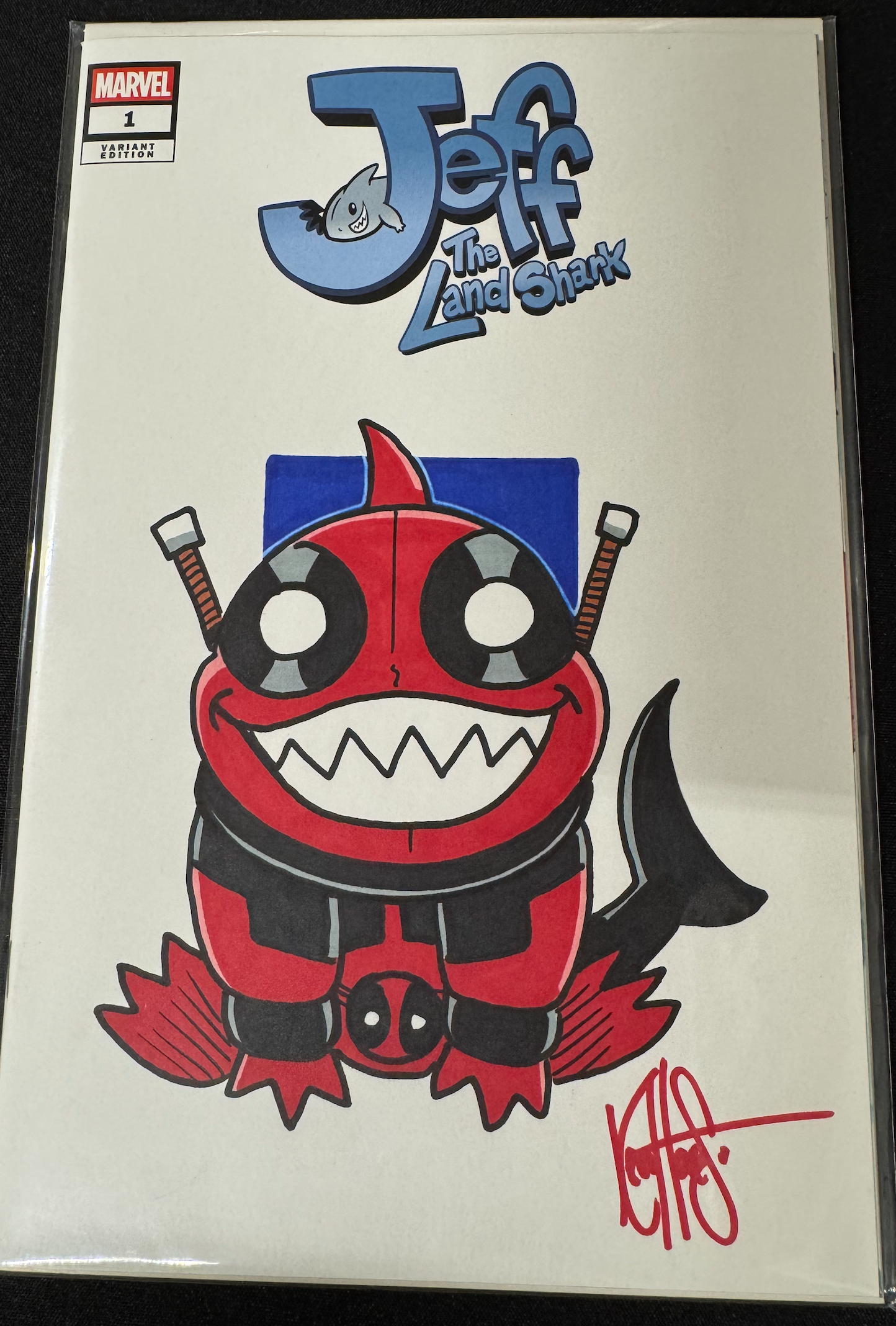 DF JEFF THE LAND SHARK #1 BLANK VARIANT SIGNED AND REMARKED BY KEN HAESER WITH JEFFPOOL SKETCH (Limit 1 Per Customer) (rel:11/26)