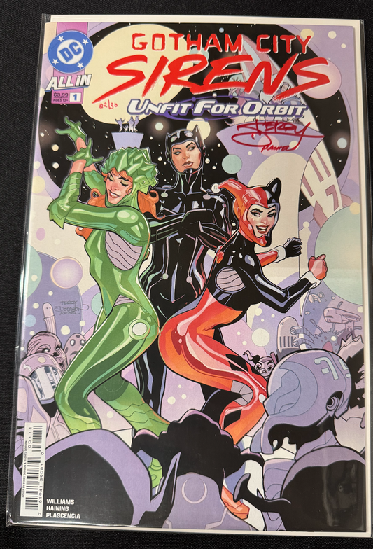 DF GOTHAM CITY SIRENS UNFIT FOR ORBIT #1 SIGNED BY TERRY AND RACHEL DODSON (Limit 1 Per Customer) (rel:11/26)